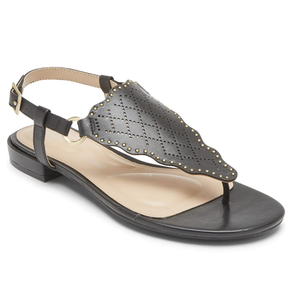 Rockport Singapore Womens Thongs - Total Motion Zosia Perforated Black - PU1573248